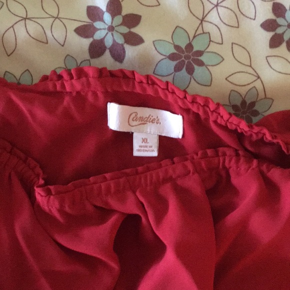 Candies Red Women’s Crop Top - One Shoulder - Picture 4 of 5